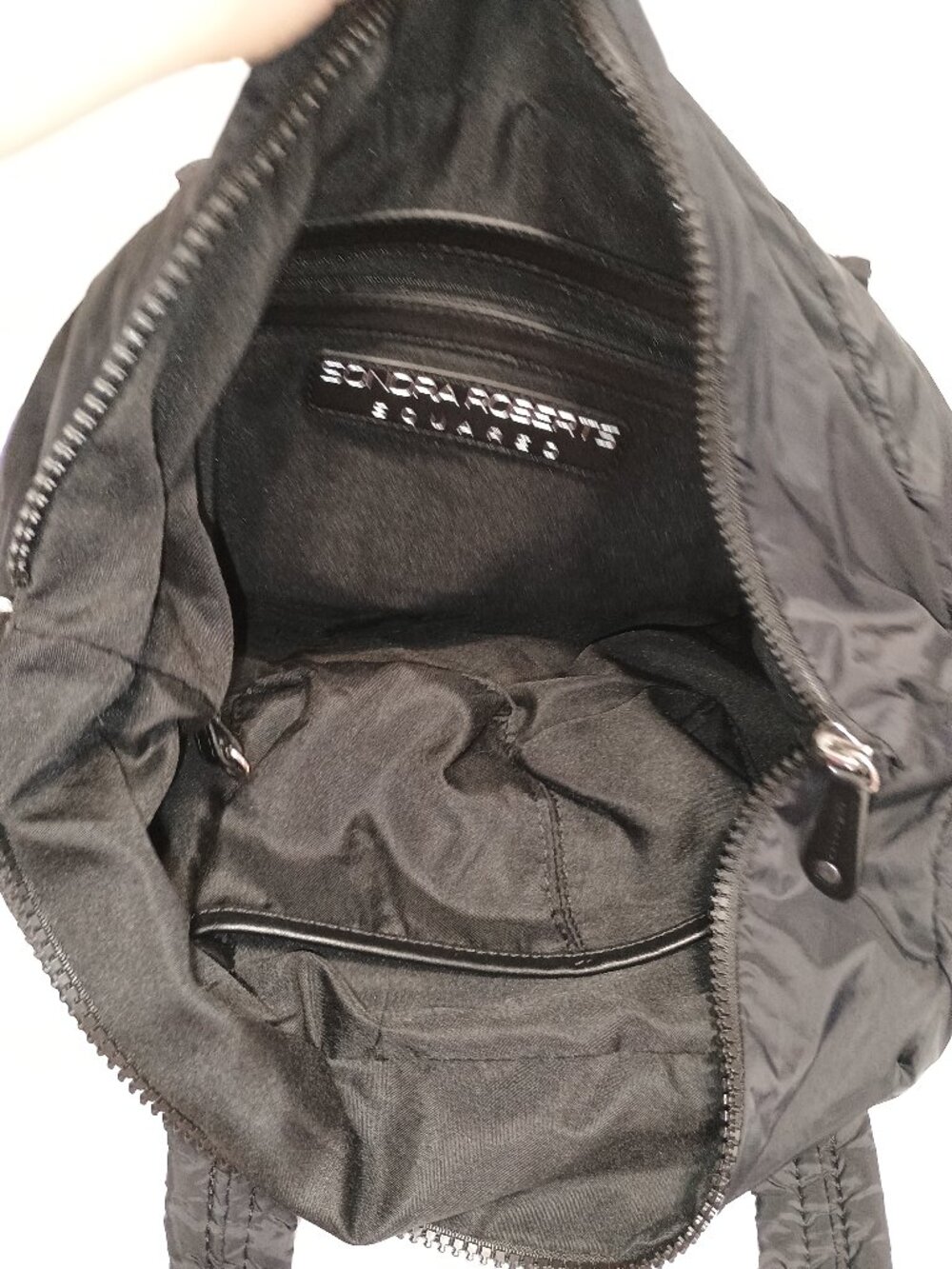Sondra Roberts Squared Rainbow Puffer Tote Black Nylon Quilted Bag - Picture 10 of 12